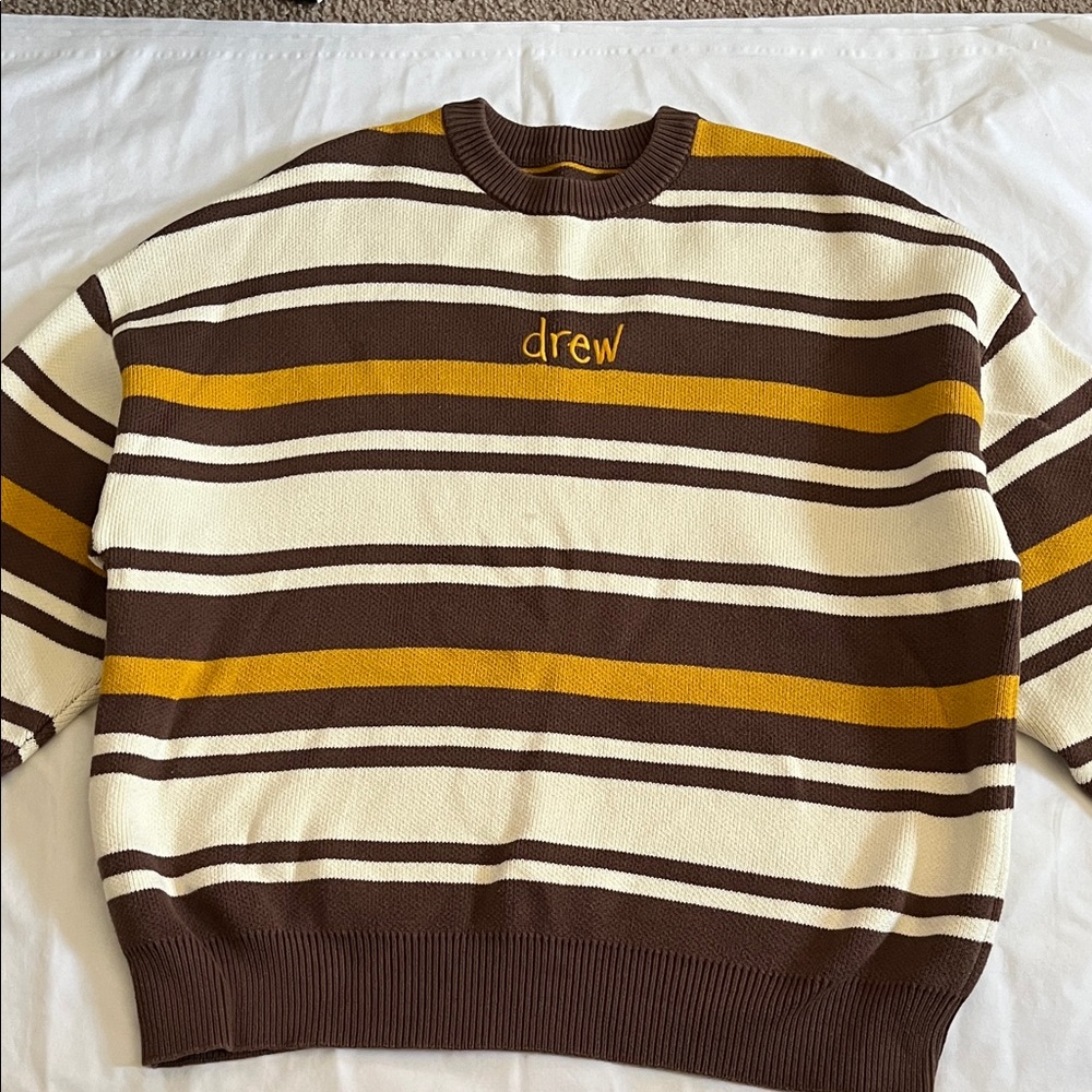 DREW Brown and Cream Striped Pullover